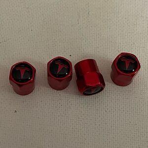 Tesla Logo valve Stem caps in Red set of 4 NWT